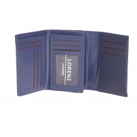 Lorenz RFID Medium "Notebook Style" Smooth PU Trifold Purse Wallet with Decorative Tab